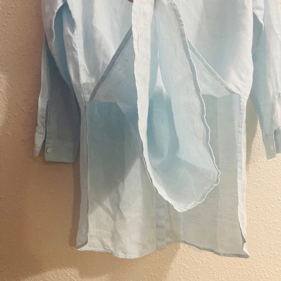 j. jill Love Linen Button Down Long Sleeve Shirt Light Blue Size M - Picture 4 of 9